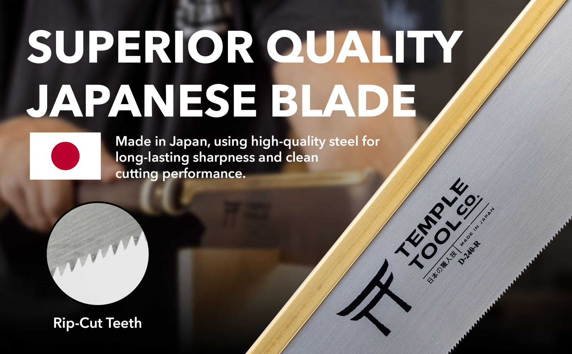 TEMPLE TOOL Dozuki Japanese Rip Cut Pull Saw - 240 mm - description 2